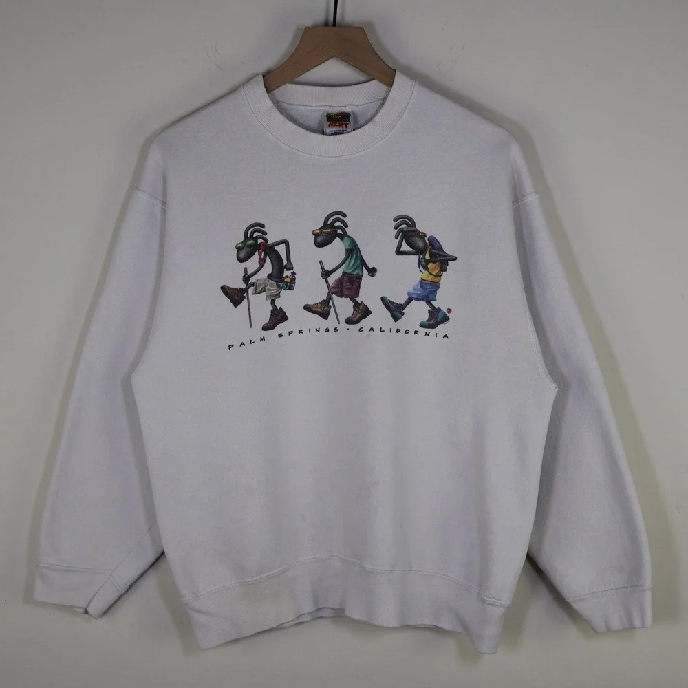 Vintage 1998 Palm Springs California Hiking Sweatshirt White Adult‎ Large
